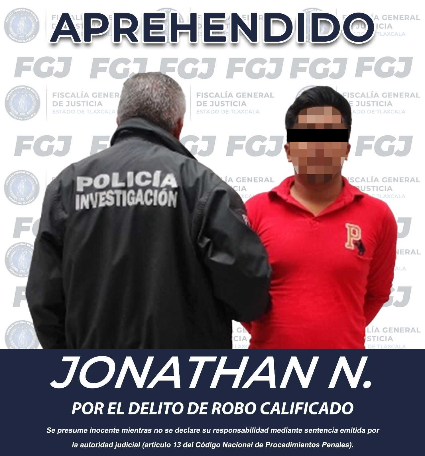 Aprehende FGJE a hombre por robo calificado